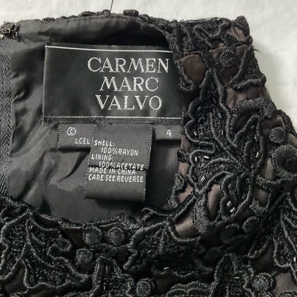 Carmen Marc Valvo Black Embellished Cropped Blouse - Picture 3 of 6